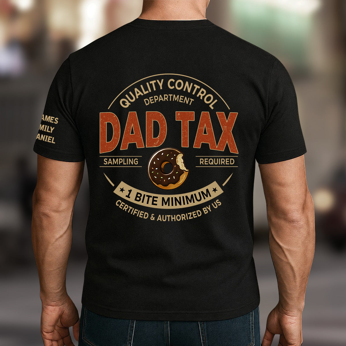 Custom Father's Day, Special Gift for Dad & Grandpa • One Bite Minimum - Personalized Shirt With Design On Sleeve