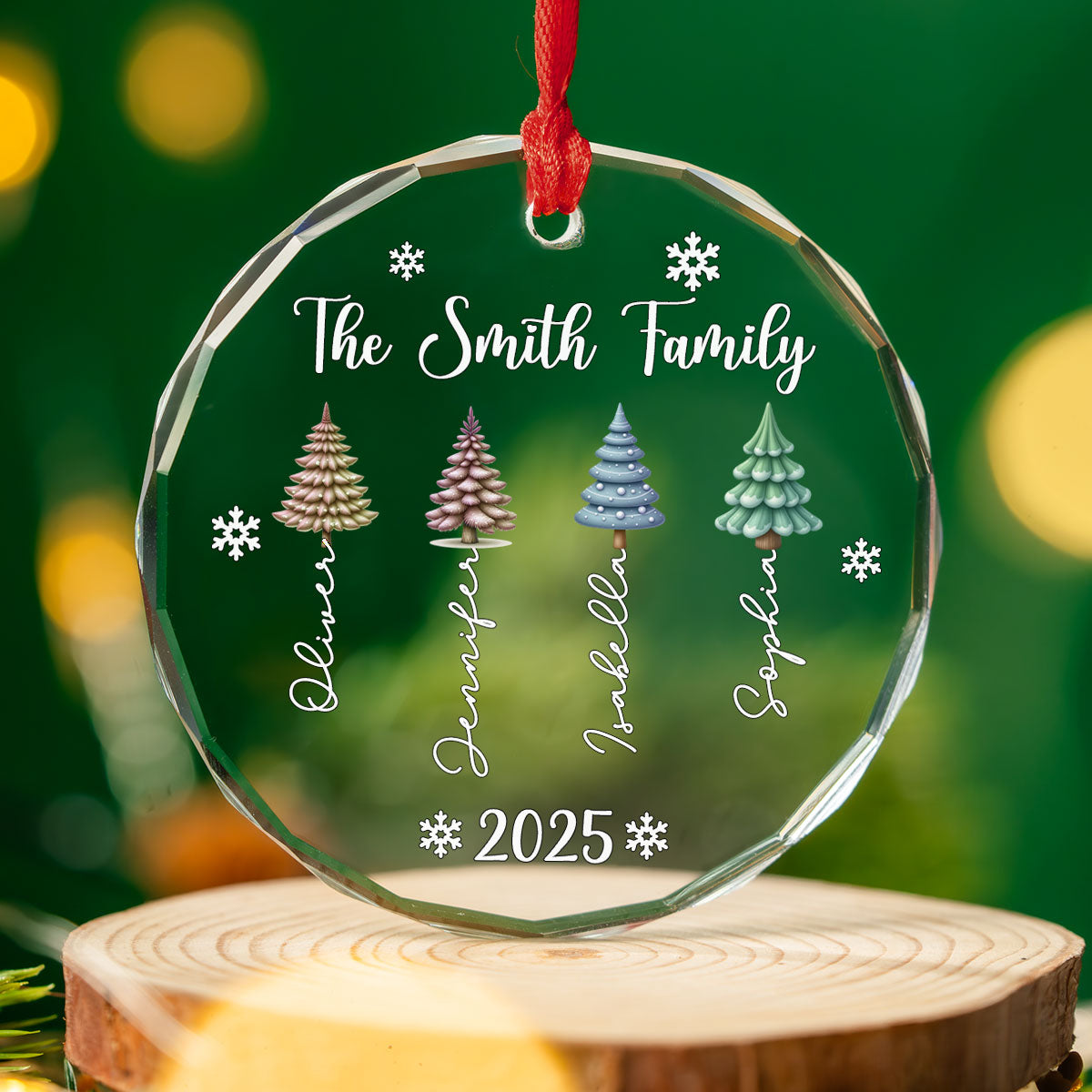 Custom Family Ornament, Christmas Gift for Family Members •  Together We Grow In Love - Personalized Glass Ornament