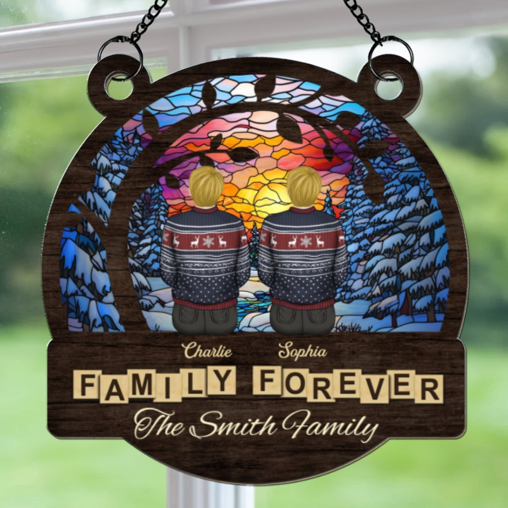 Custom Family Hanging Decor, Christmas Gift for Family Members • There Is No Place Like Home - Personalized Suncatcher