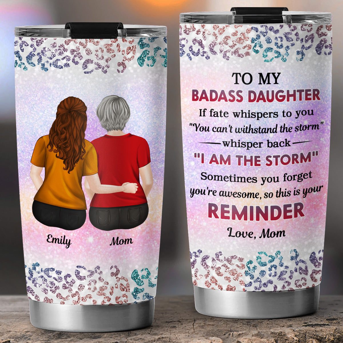 Custom Christmas Birthday Gifts For Daughter • From Mom To Badass Daughter - Personalized Tumbler