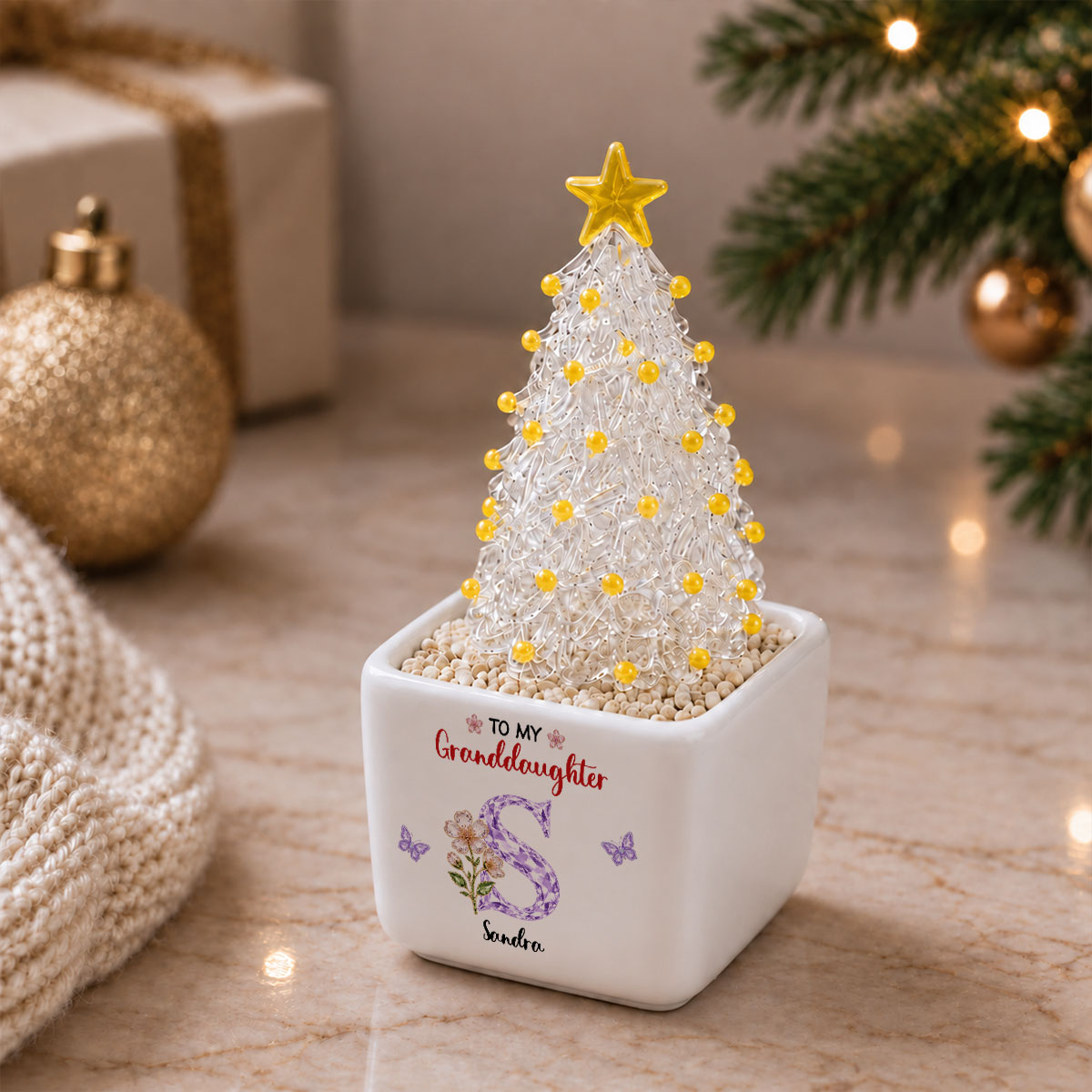 For My Granddaughter - Personalized Glass Christmas Tree