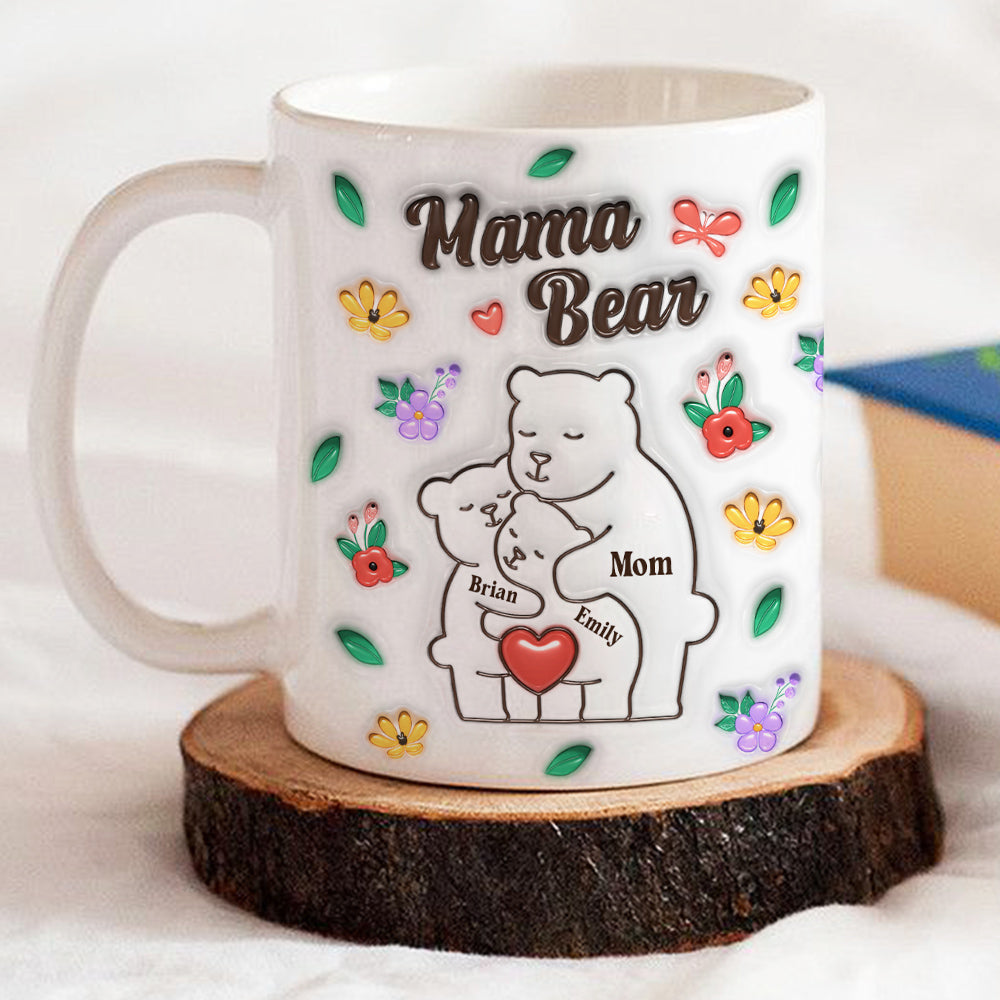 Custom Mother's Day Gift for Mom & Grandma • Mama Bear - Personalized 3D Inflated Effect Mug