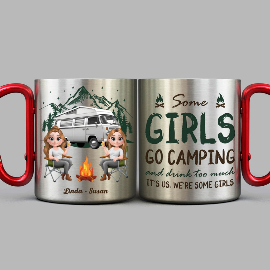 Custom Best Friend, Christmas & Birthday Friendship Keepsake Gift • Some Girls Go Camping - Personalized Carabiner Mug