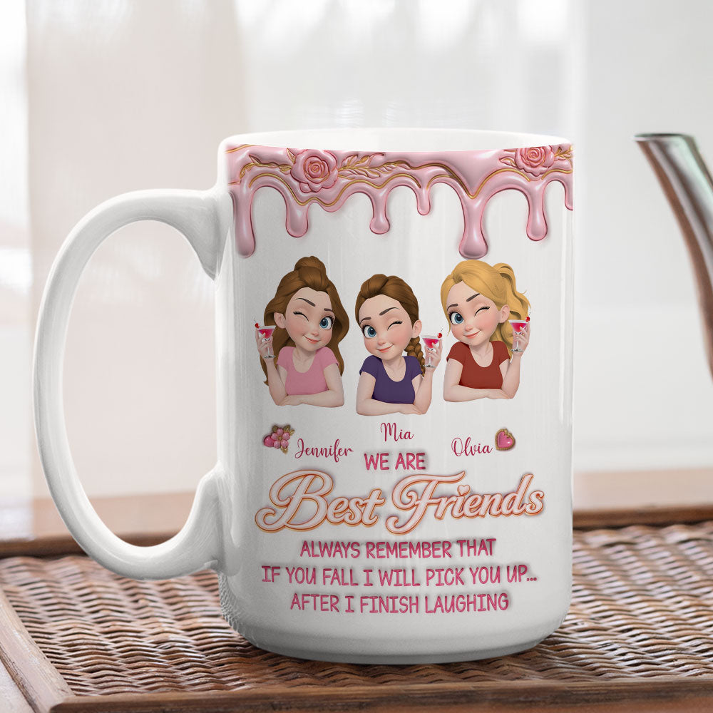 Custom Best Friend, Christmas & Birthday Friendship Keepsake Gift • If You Fall You Have Me - Personalized 3D Effect Mug