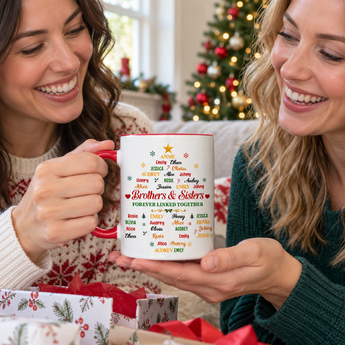 Custom Christmas & Birthday Gift for Brother & Sister • Our Bond Grows With Time - Personalized Accent Mug