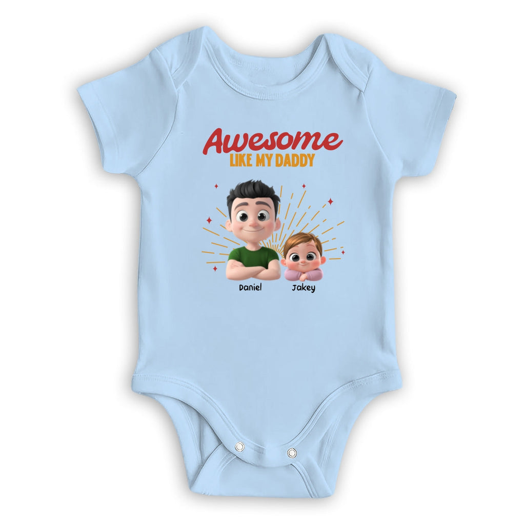 Custom First Father's Day, Christmas Gift for New Dad • Awesome Baby Dad - Personalized T-Shirt And Onesie