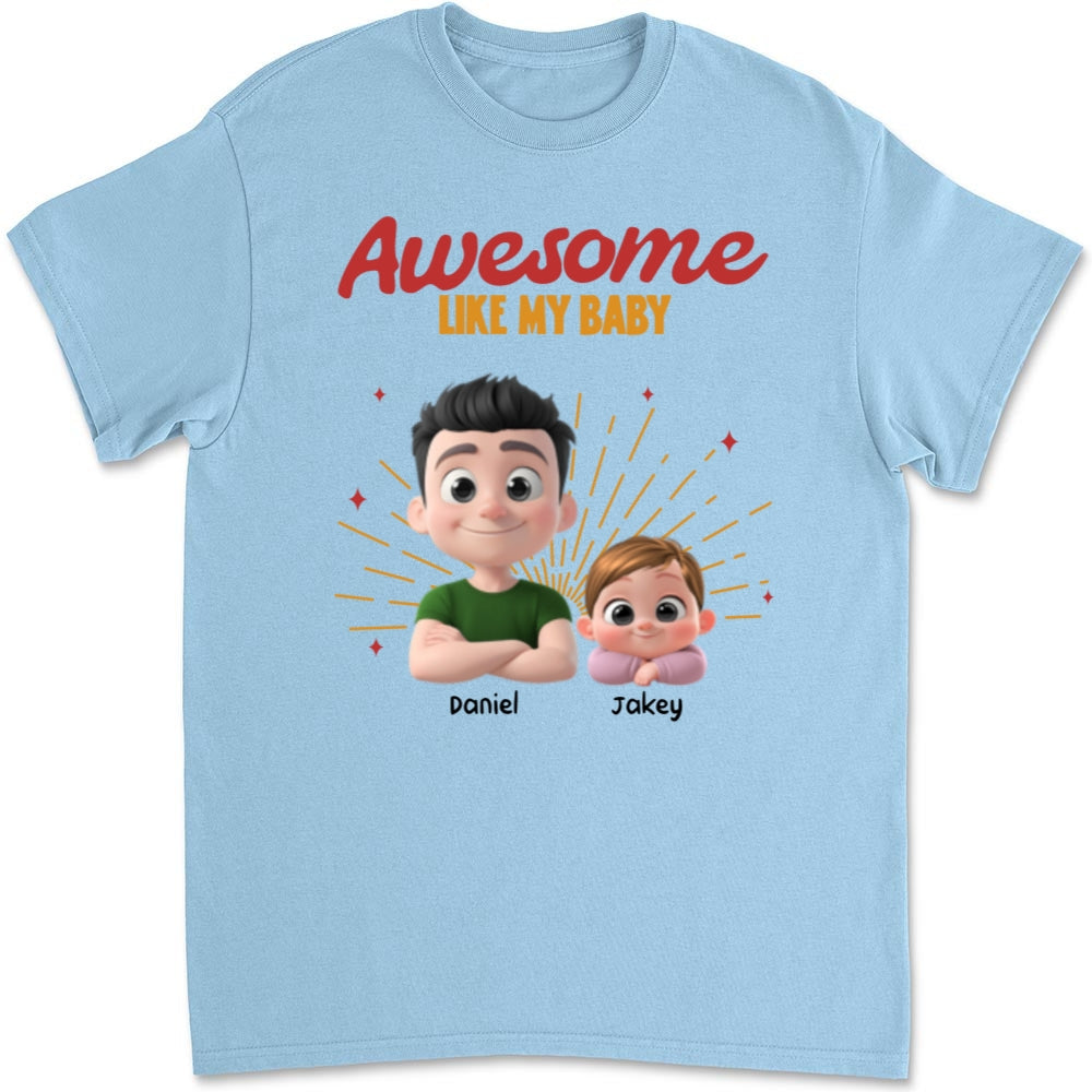 Custom First Father's Day, Christmas Gift for New Dad • Awesome Baby Dad - Personalized T-Shirt And Onesie
