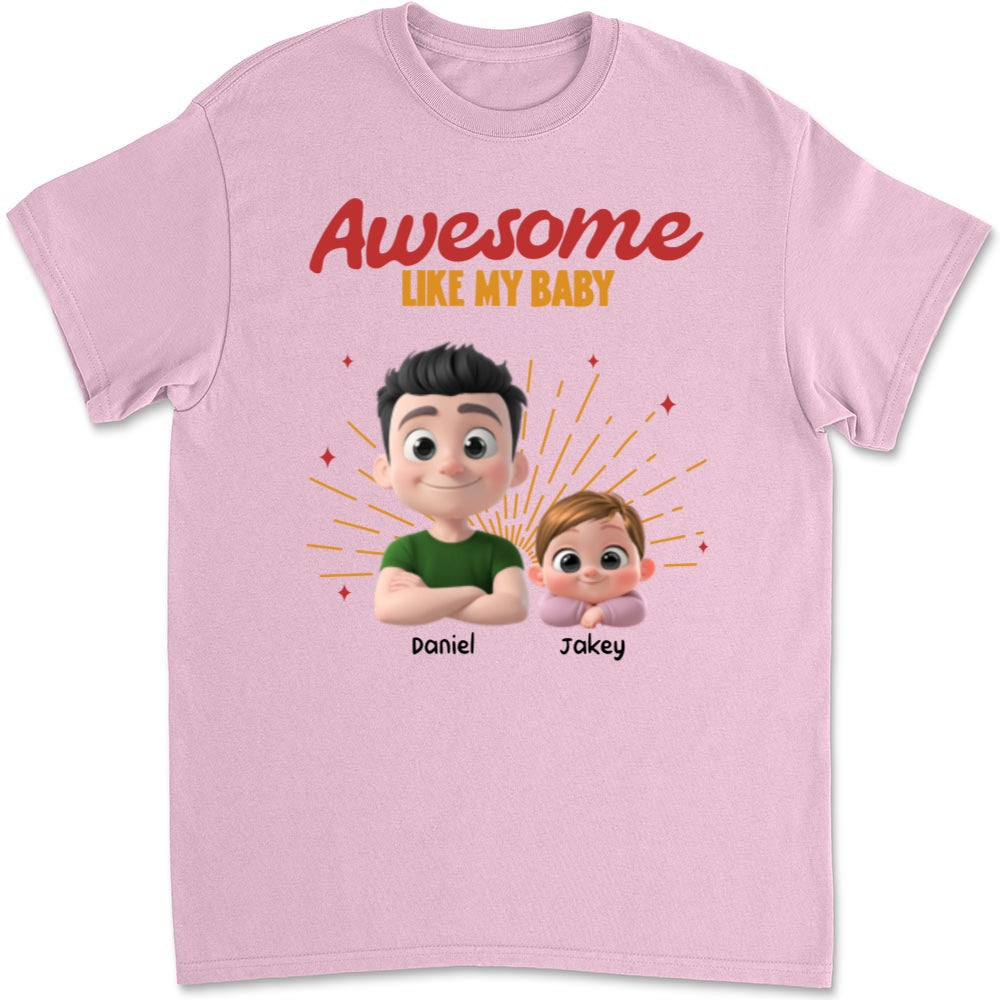 Custom First Father's Day, Christmas Gift for New Dad • Awesome Baby Dad - Personalized T-Shirt And Onesie