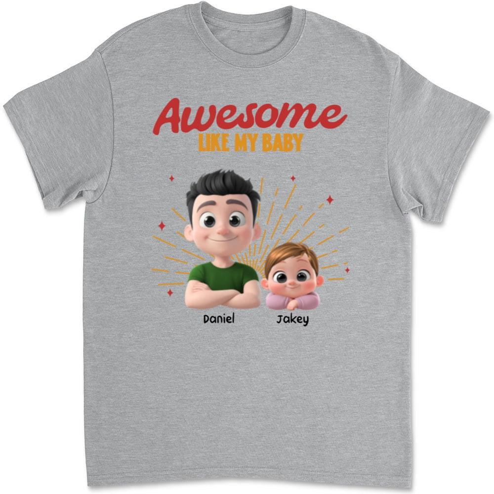 Custom First Father's Day, Christmas Gift for New Dad • Awesome Baby Dad - Personalized T-Shirt And Onesie