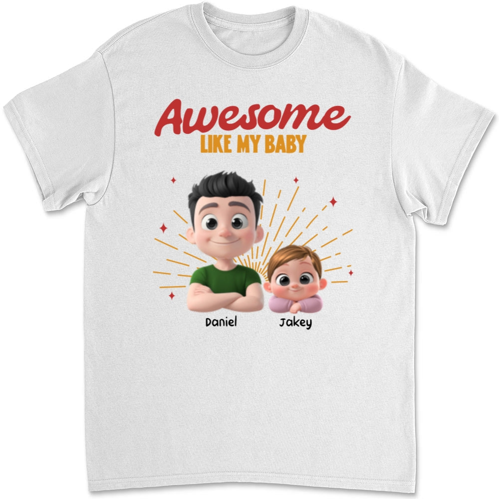 Custom First Father's Day, Christmas Gift for New Dad • Awesome Baby Dad - Personalized T-Shirt And Onesie