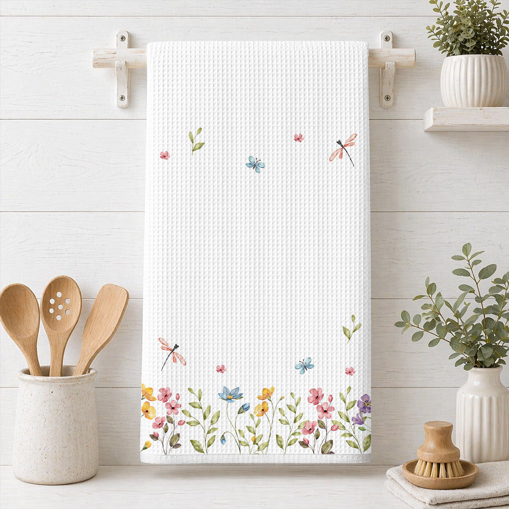Custom Names Kitchen Towel, Mother's Day Birthday Gift For Mom Mother • Grandma Heart - Personalized Kitchen Towel