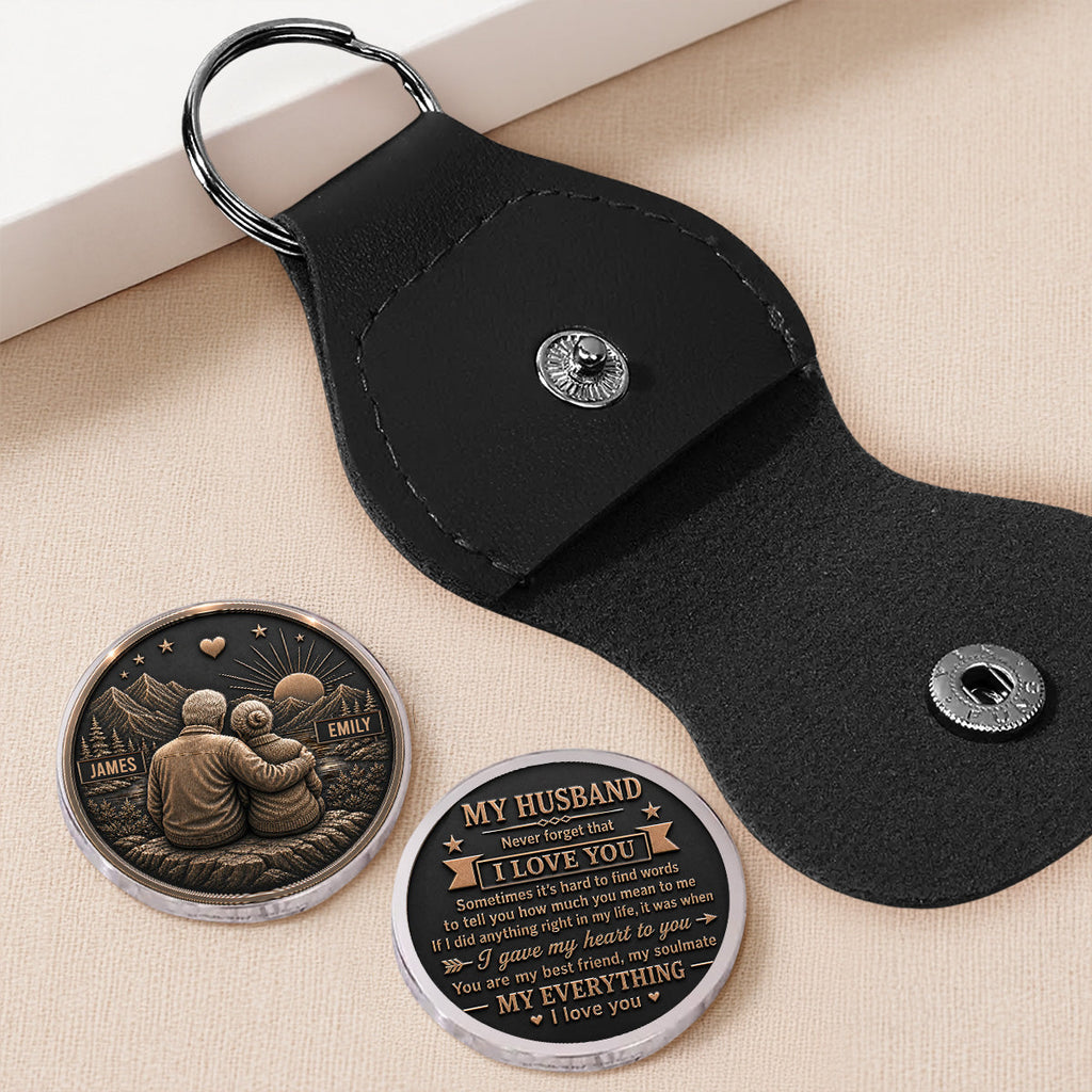 Custom Coin Keychain for Husband, Couple Anniversary Valentine's Day Gifts • Love Till The End - Personalized Pocket Hug