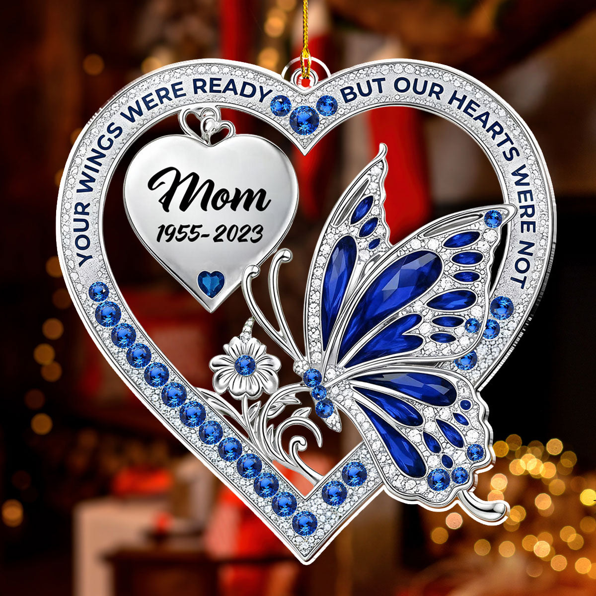 Custom Memorial Christmas Ornament, Sympathy Keepsake •  Your Wings - Personalized Acrylic Ornament