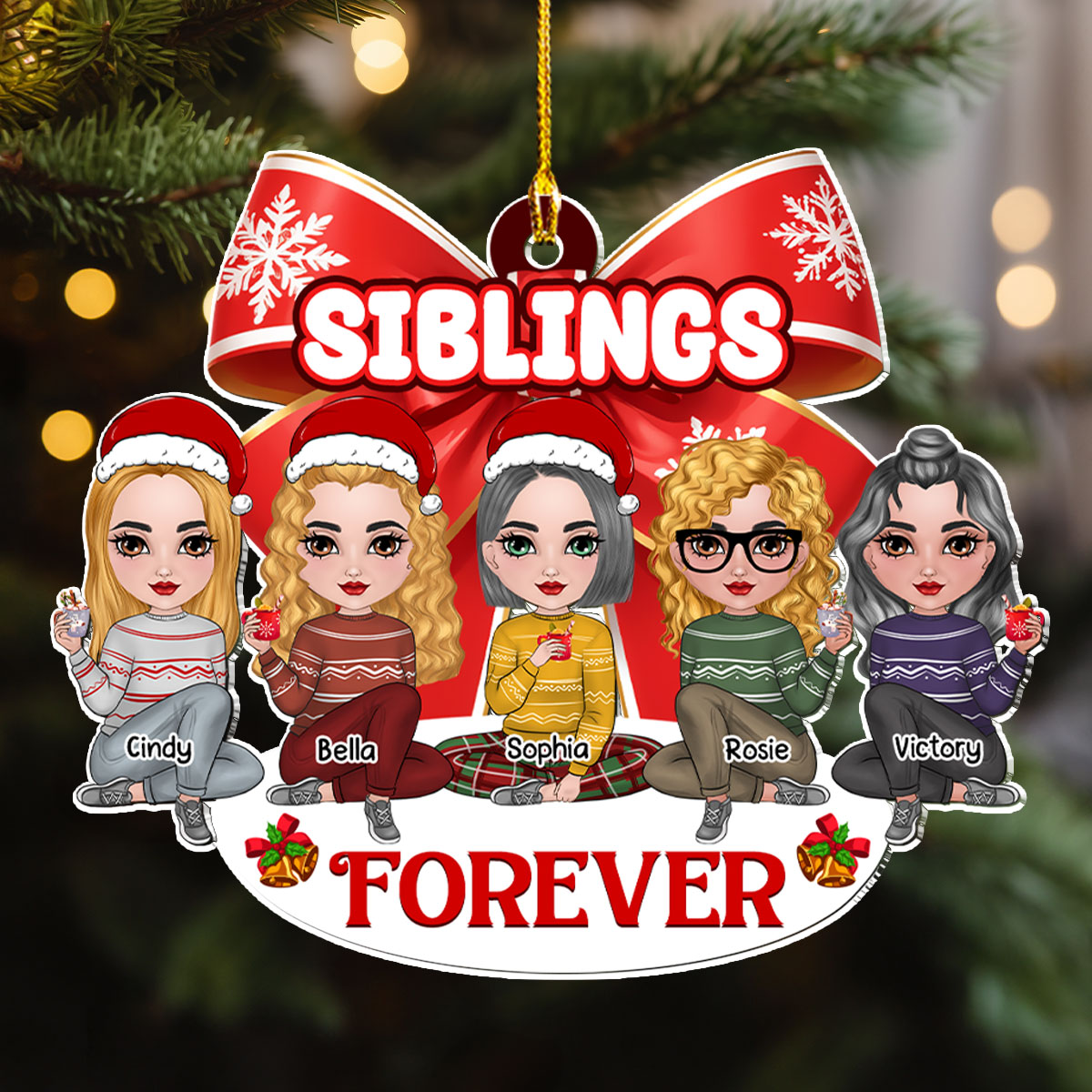 Custom Friendship Christmas Ornament, Best Friend Gift •  Besties Together - Personalized Acrylic Ornament