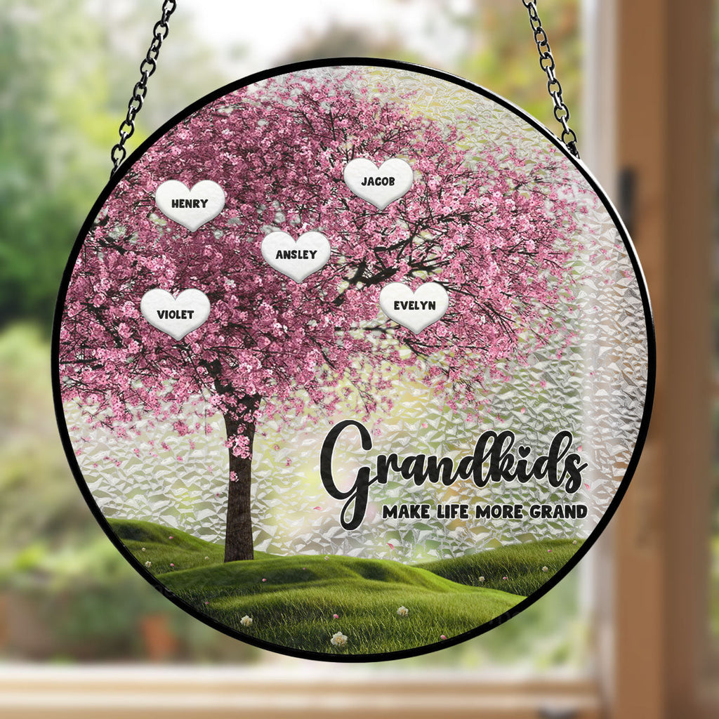 Custom Name Grandma Hanging Decor, Mother's Day Birthday Gifts • Grandma Life - Personalized Window Hanging Suncatcher