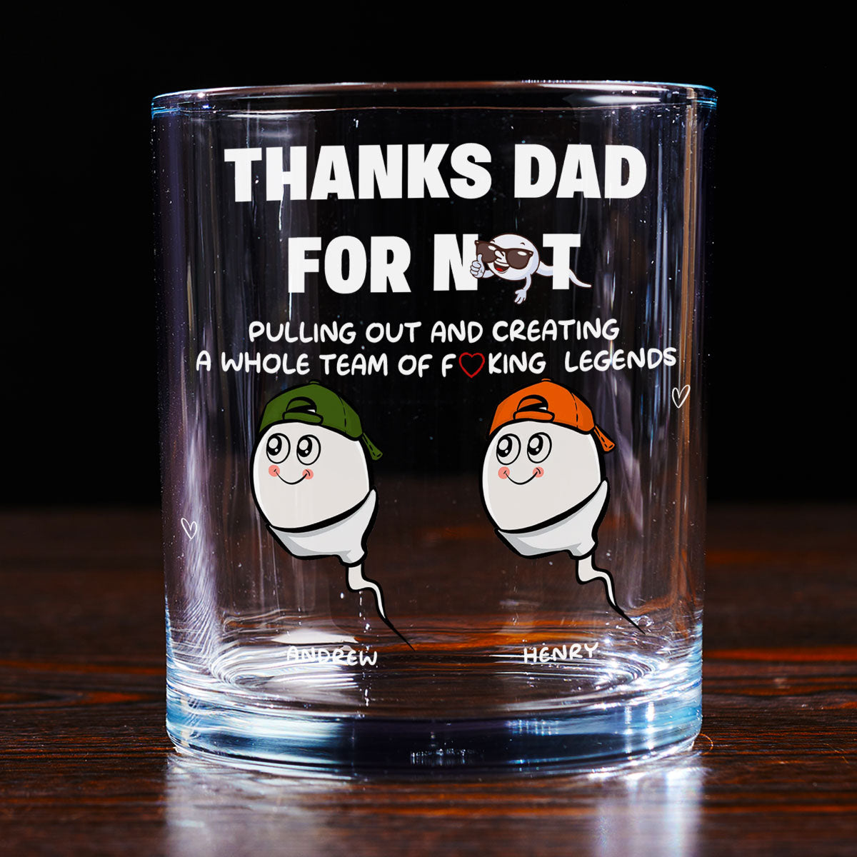 Custom Father's Day Birthday Gifts for Dad • Thanks Dad For Creating A Legend - Personalized Whiskey Glass