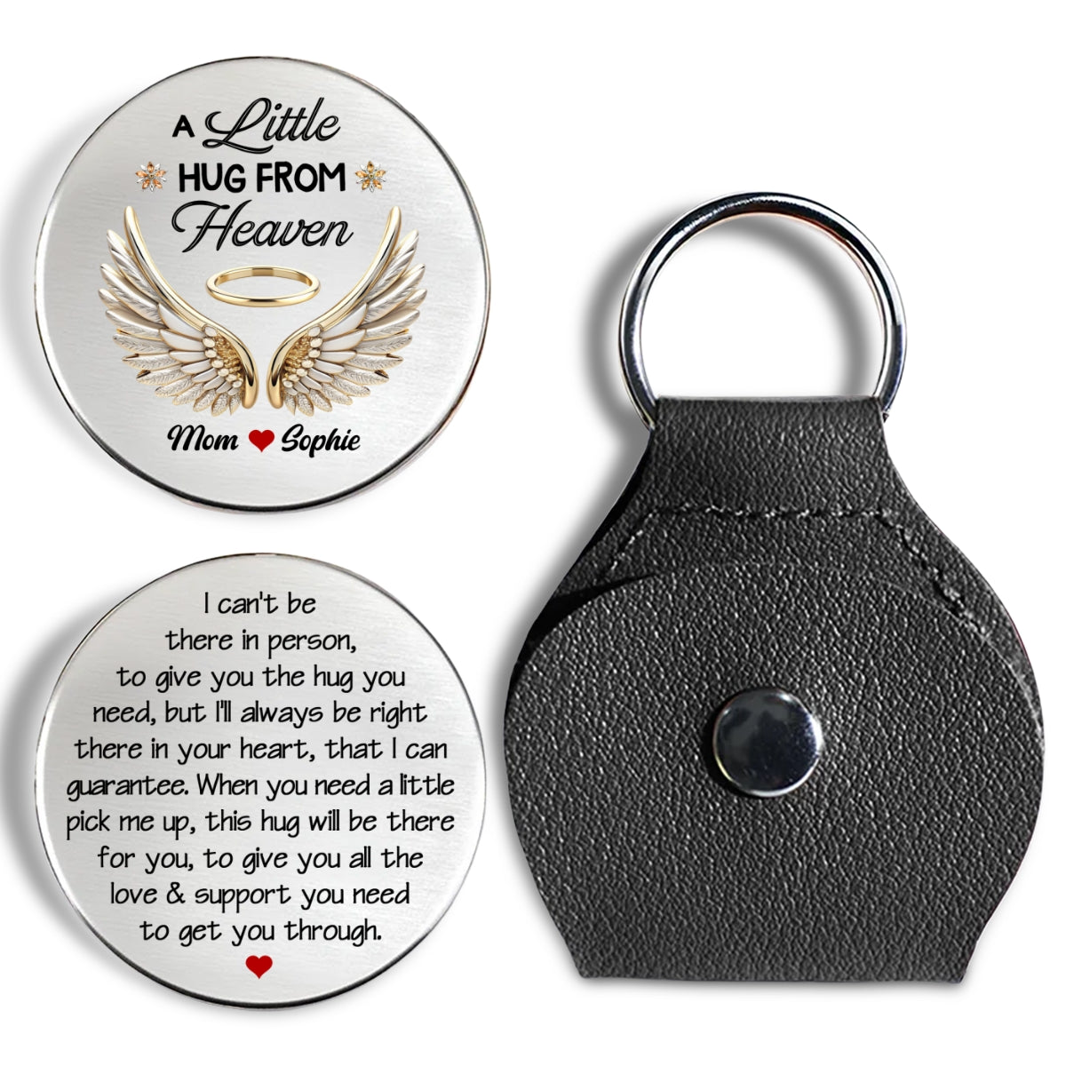 Custom Memorial Coin Keychain, Sympathy Keepsake • Always Be Right There In Your Heart - Personalized Pocket Hug