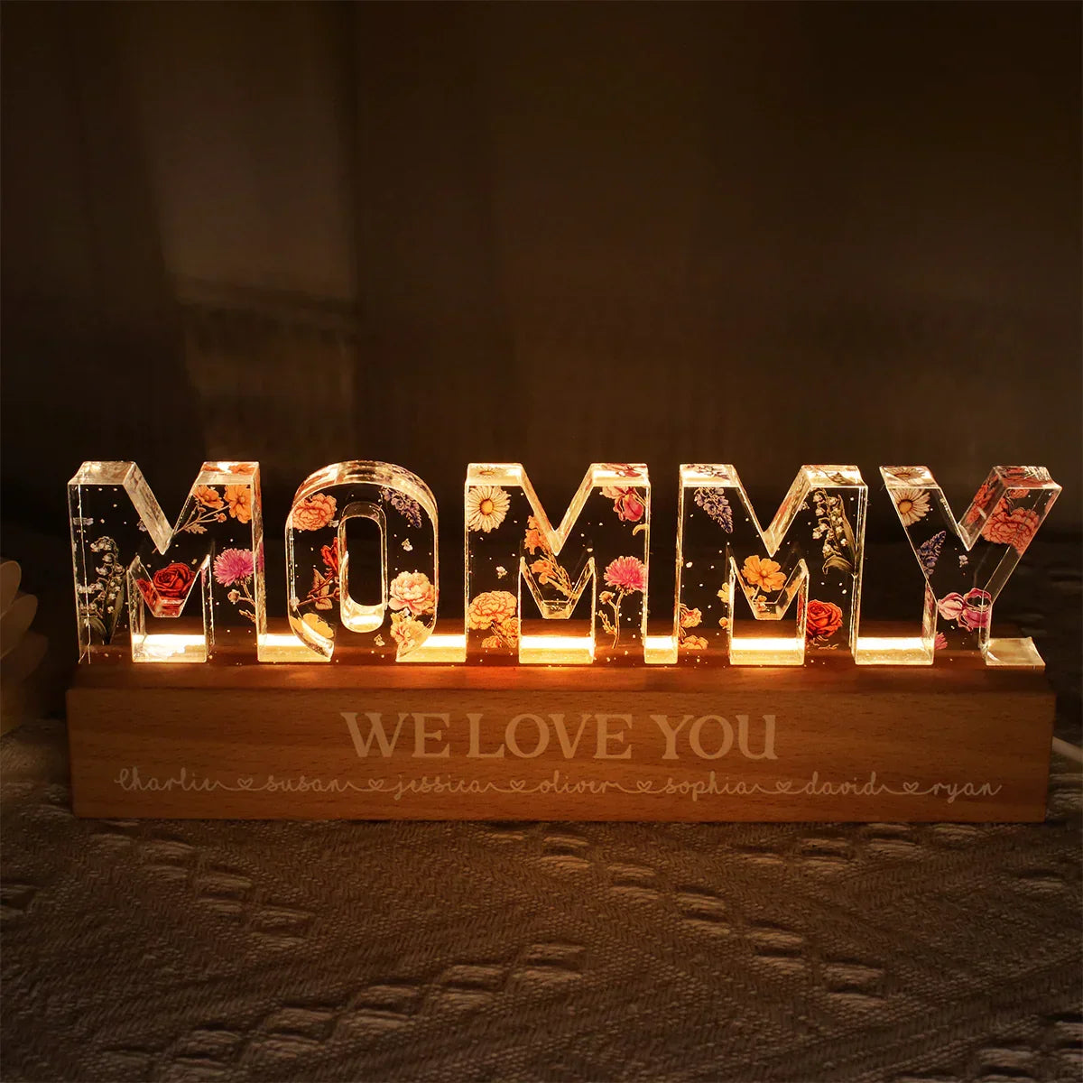 Custom Gift for Mom Grandma, Mother's Day Birthday • Mommy We Love You - Personalized Acrylic Letters 3D LED Night Light
