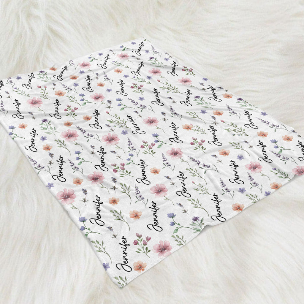 Blooming Name - Personalized Fleece Blanket