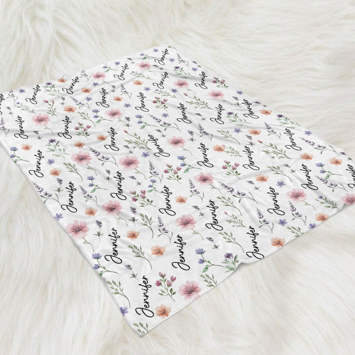 Blooming Name - Personalized Fleece Blanket