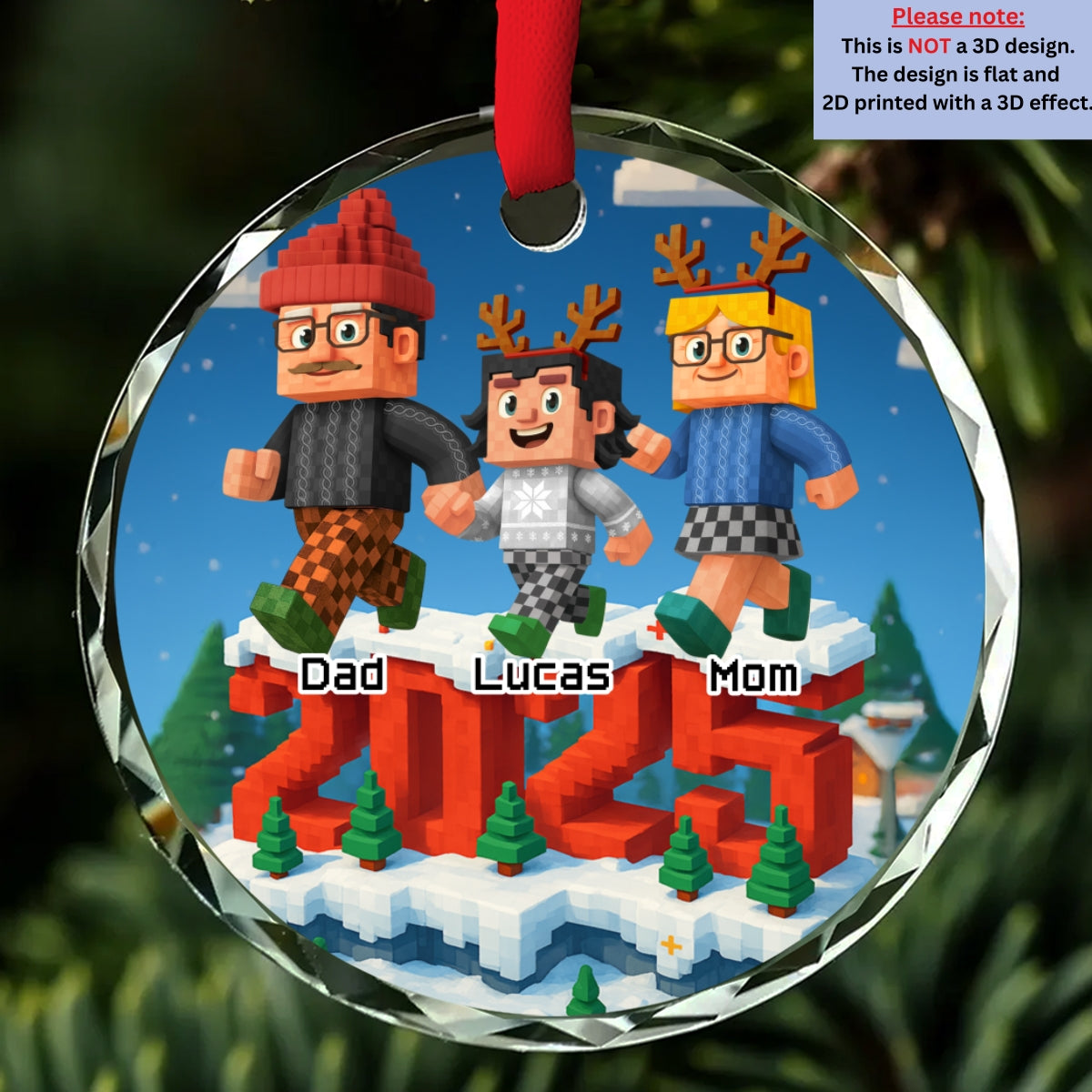 Custom Family Ornament, Christmas Gift for Family Members •  Us In This Year - Personalized 3D Effect Glass Ornament