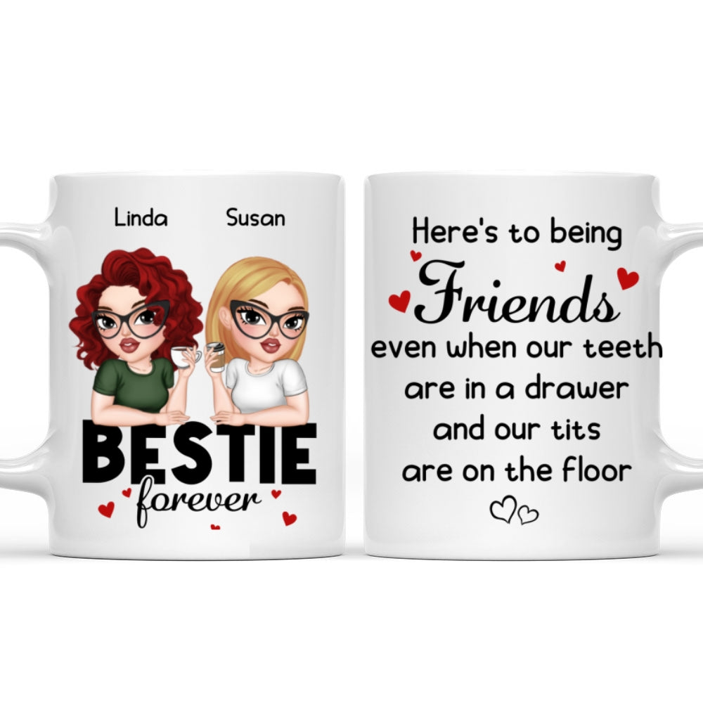 Custom Best Friend, Christmas & Birthday Friendship Keepsake Gift • Here Is To Being Friends - Personalized Coffee Mug