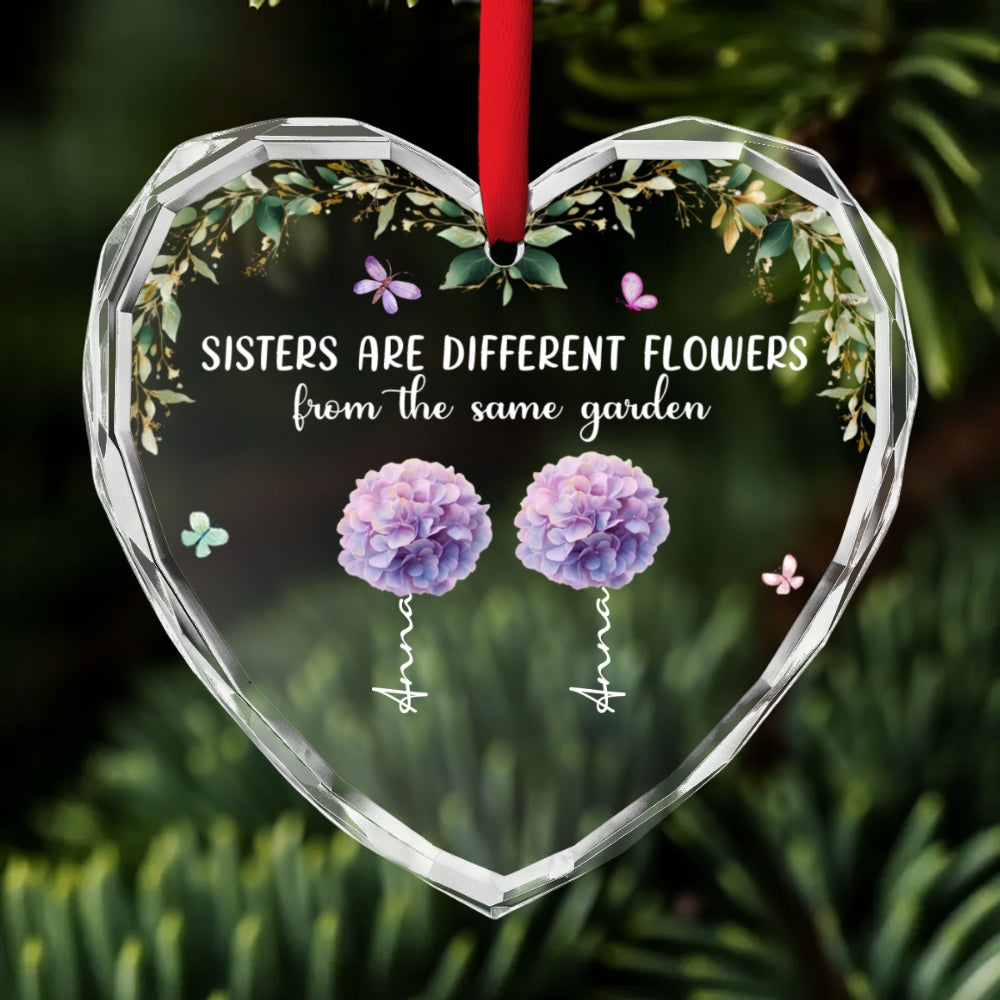 Custom Sister Christmas Ornament •  Sisters Rooted In One Garden - Personalized Glass Ornament