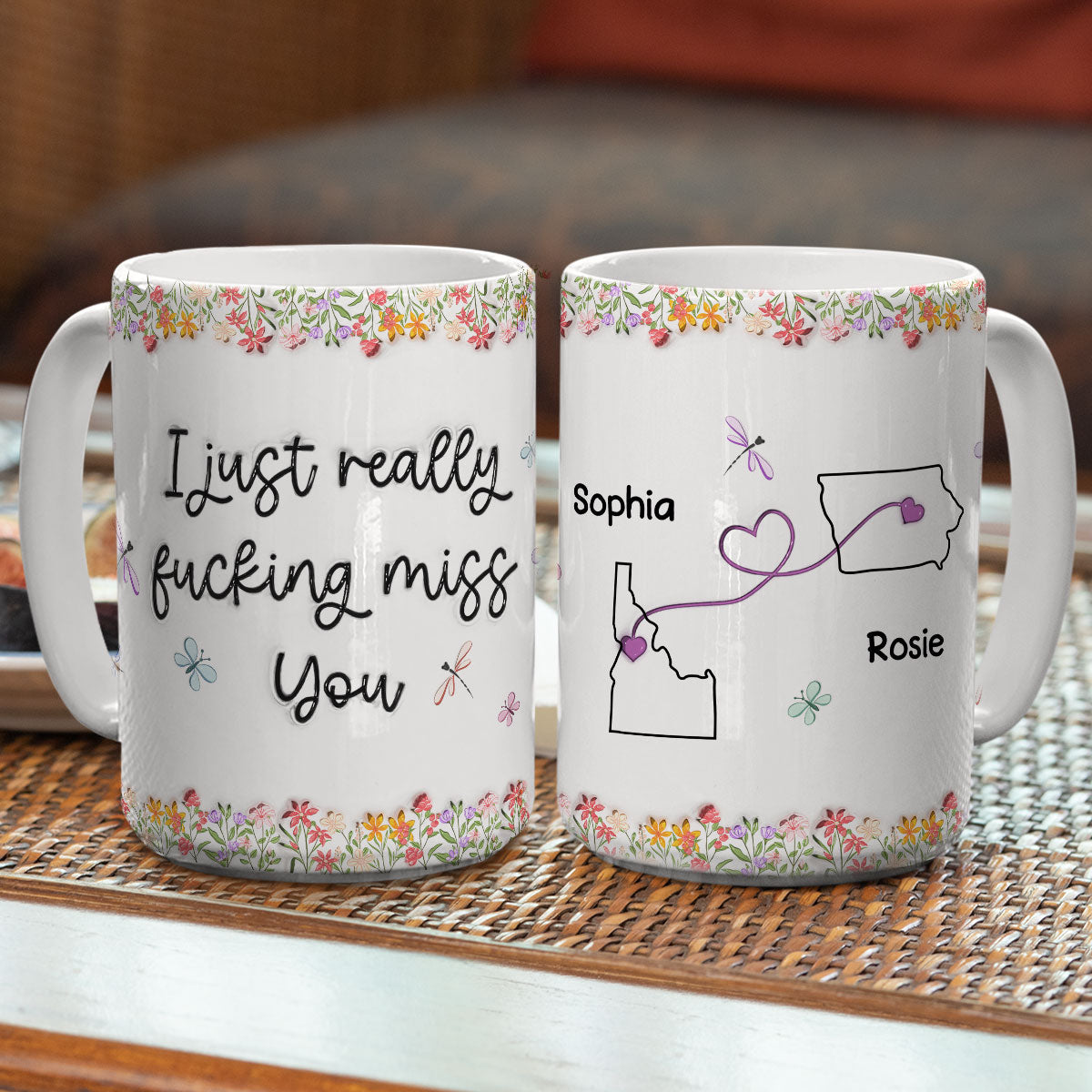 Custom Best Friend, Christmas & Birthday Friendship Keepsake Gift • I Just Really Miss You - Personalized 3D Inflated Effect Mug