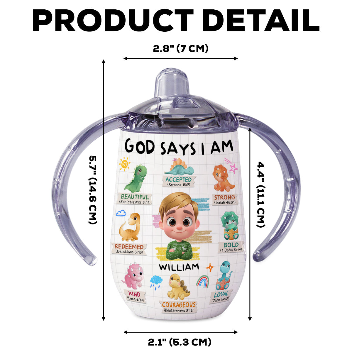 God Says I Am - Personalized Sippy Cup With Handles