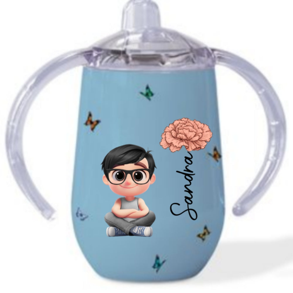 Floral Soul - Personalized Sippy Cup With Handles