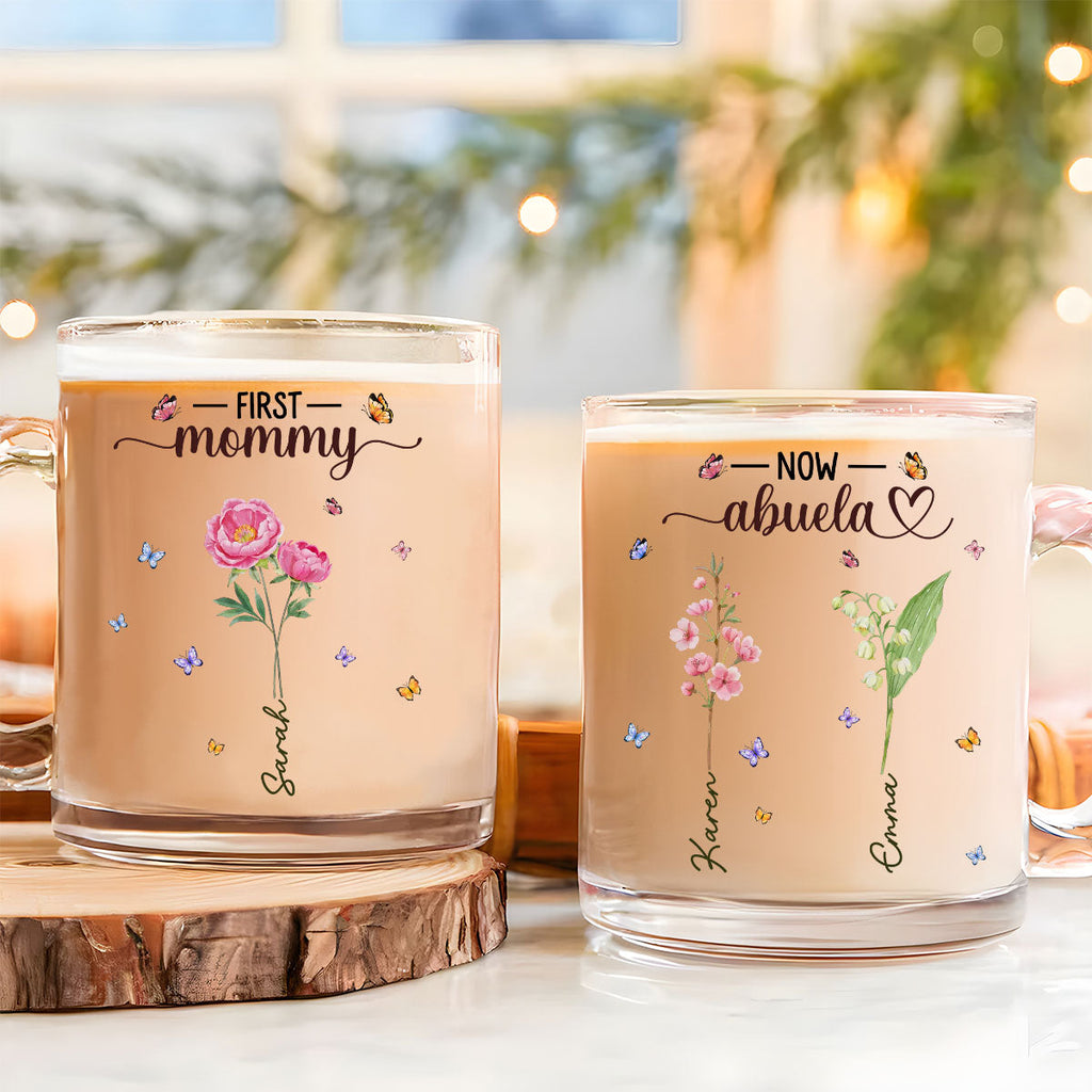 Custom Christmas & Birthday Gift For Grandma • Grandma Birthmonth Flower - Personalized Glass Mug