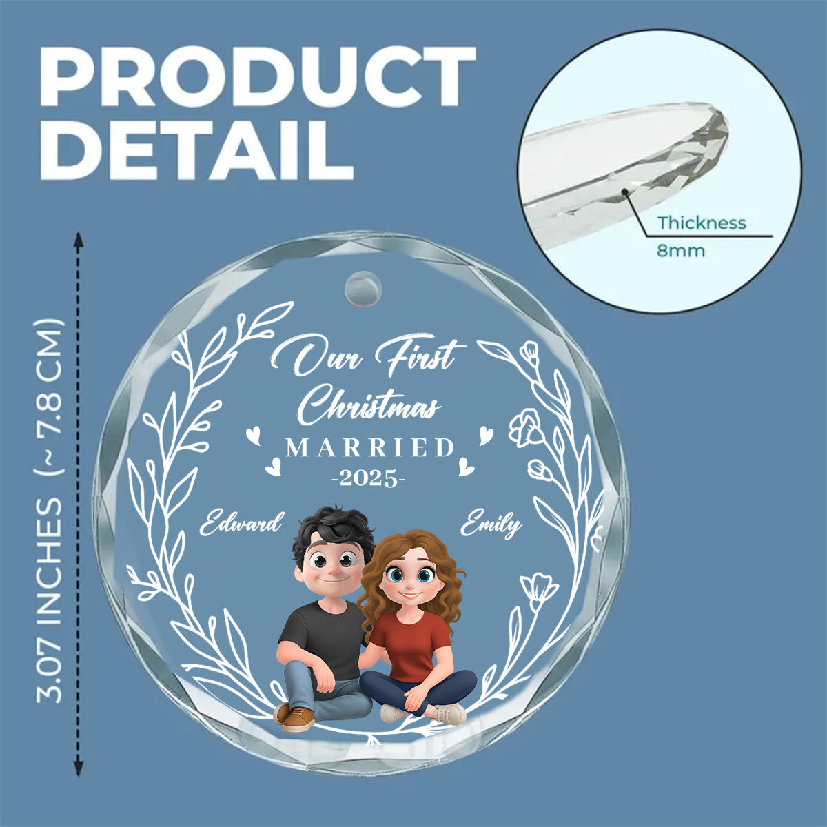 Custom Keepsake Christmas Ornament •  Our First Year As One - Personalized Glass Ornament