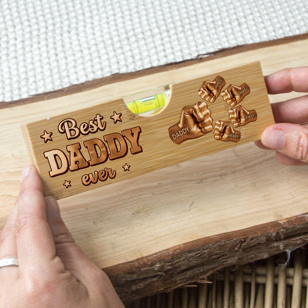 Gold Best Dad - Personalized Wooden Spirit Level Bottle Opener