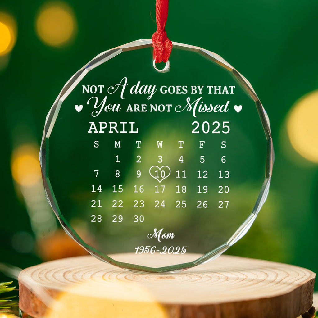 Custom Memorial Christmas Ornament, Sympathy Keepsake •  Miss You - Personalized Glass Ornament