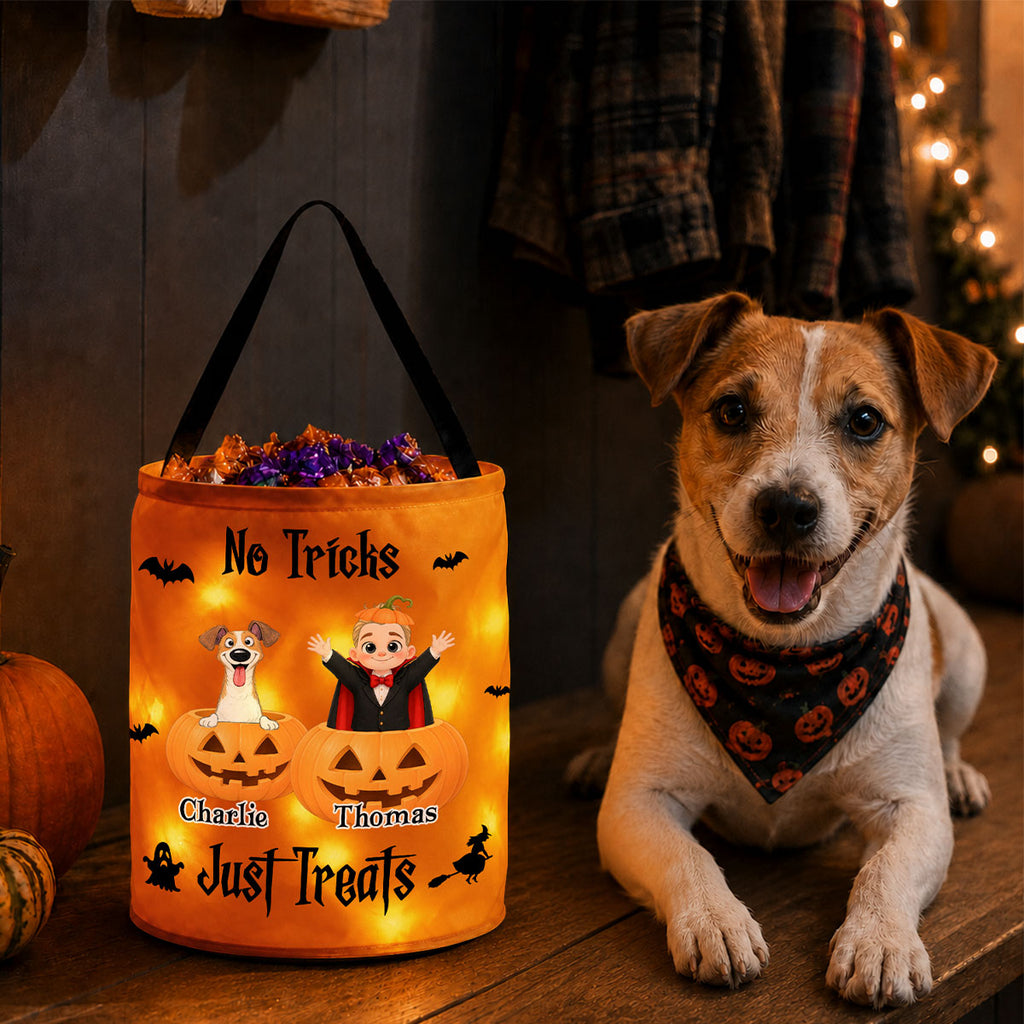No Tricks Just Treats - Personalized Light Up Basket