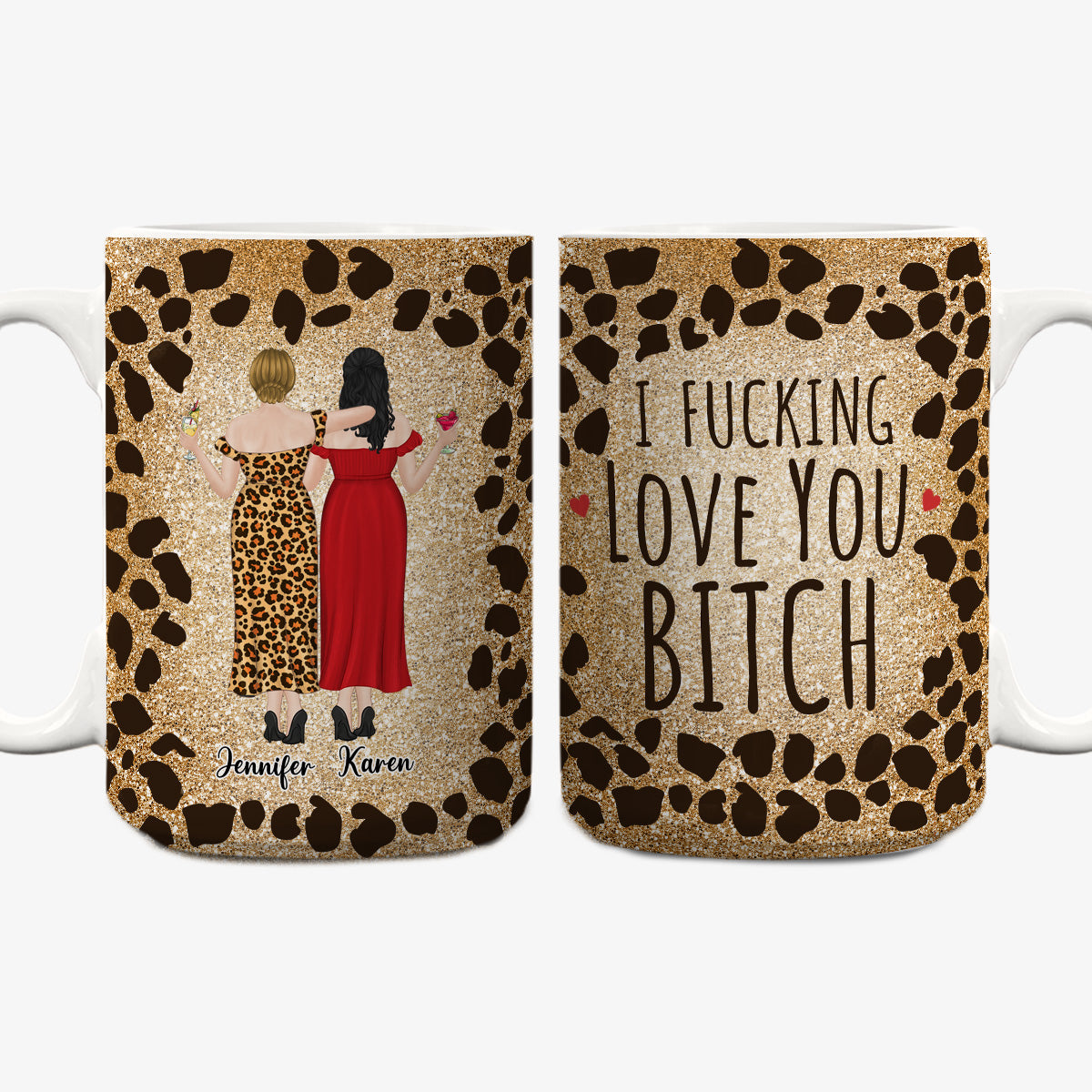 Custom Best Friend, Christmas & Birthday Friendship Keepsake Gift • I Love My Friend Leopard - Personalized Coffee Mug