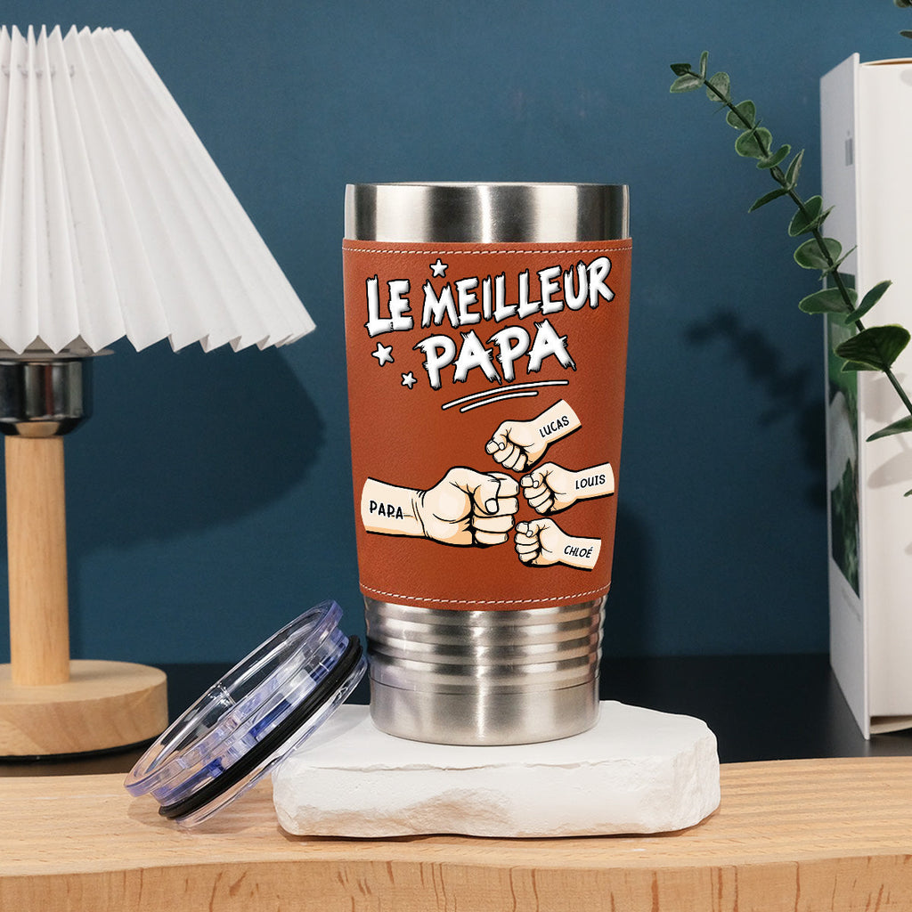 Custom Father's Day Birthday Gifts For Dad • Meilleur Papa - Gobelet En Cuir Personnalisé