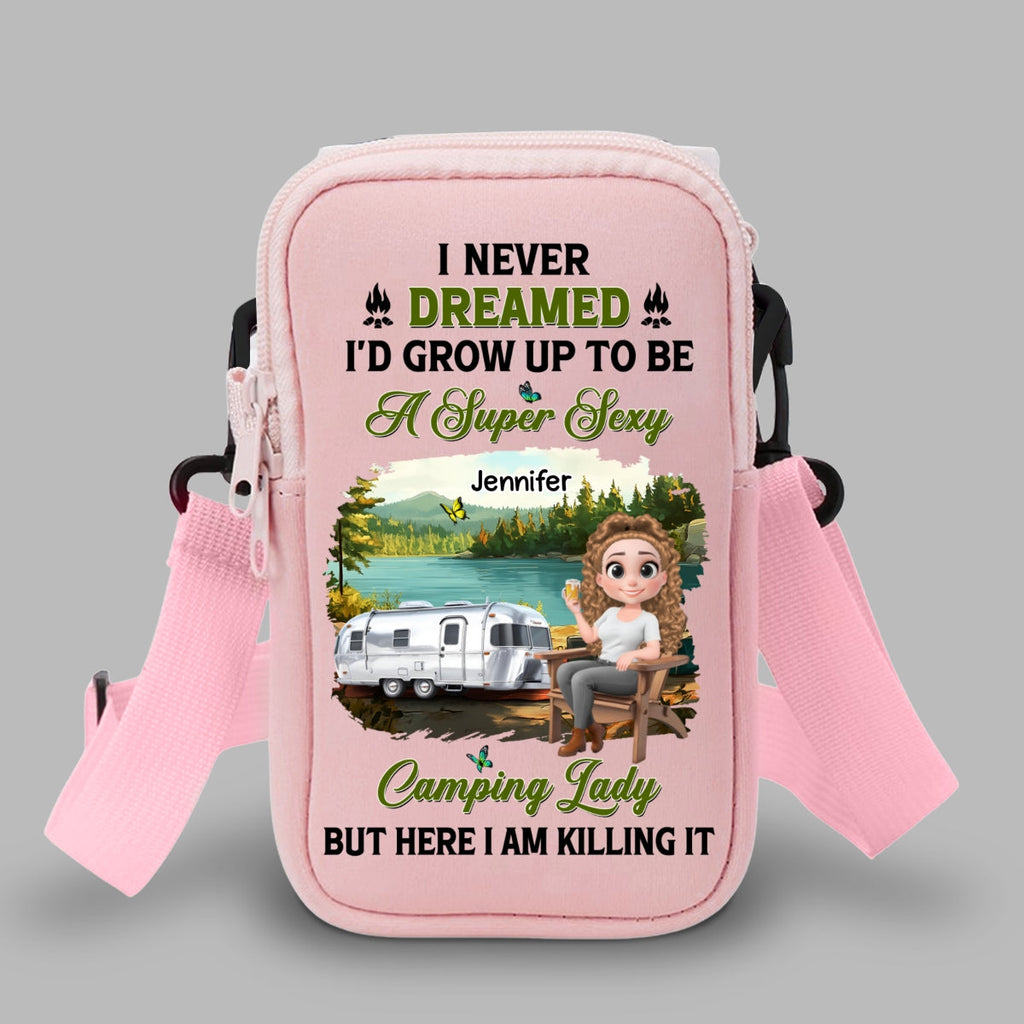 Sexy Camping Lady - Personalized Water Bottle Carrier Bag