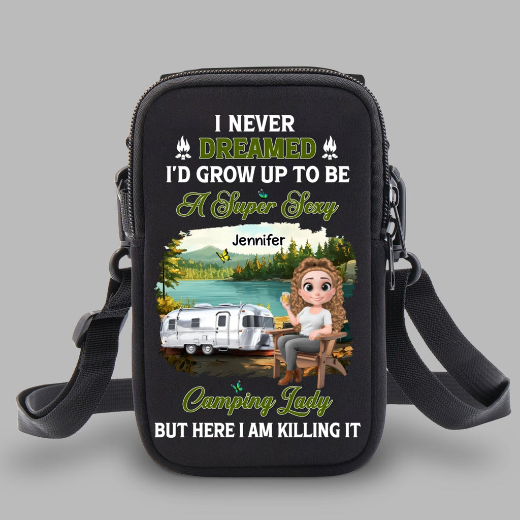 Sexy Camping Lady - Personalized Water Bottle Carrier Bag