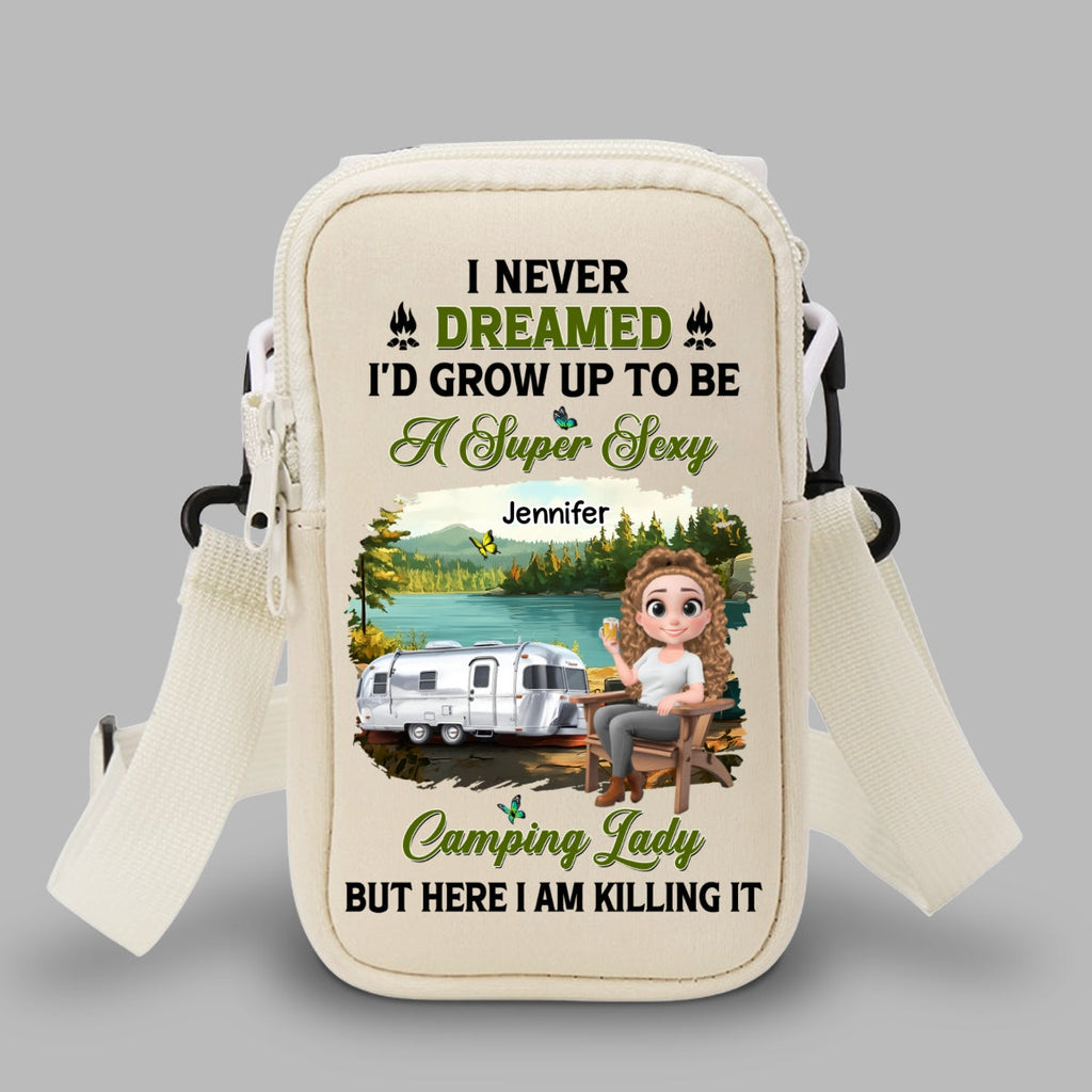 Sexy Camping Lady - Personalized Water Bottle Carrier Bag