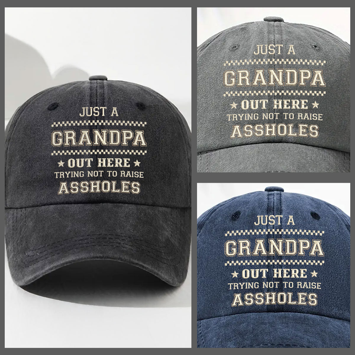 Custom Father's Day Christmas Birthday Gifts for Dad • Asshole Number One - Personalized Vintage Washed Denim Cap