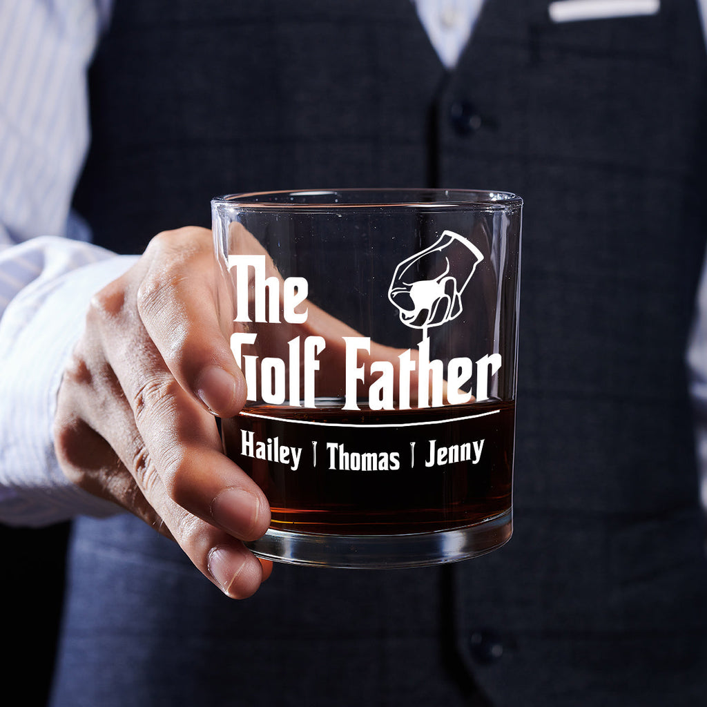 Custom Father's Day Birthday Gifts for Dad • Golf Father - Personalized Whiskey Glass