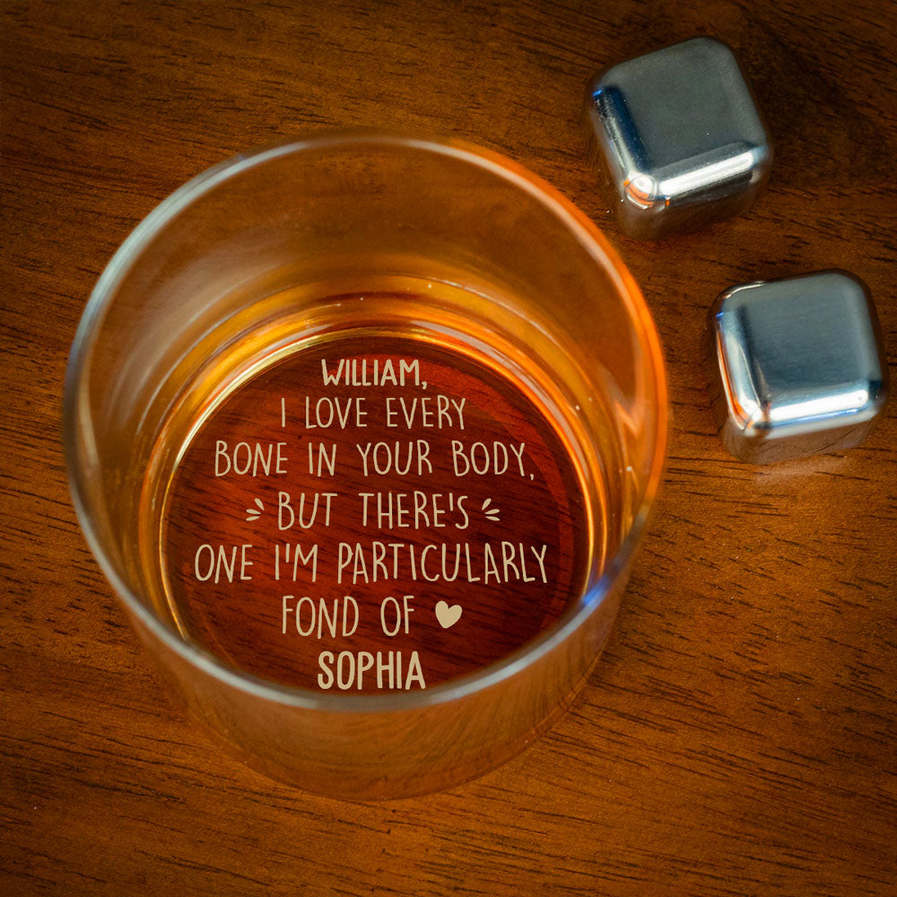 Custom Christmas Anniversary Birthday Drinkware Gifts for Husband • Love Every Bone - Personalized Engraved Whiskey Glass