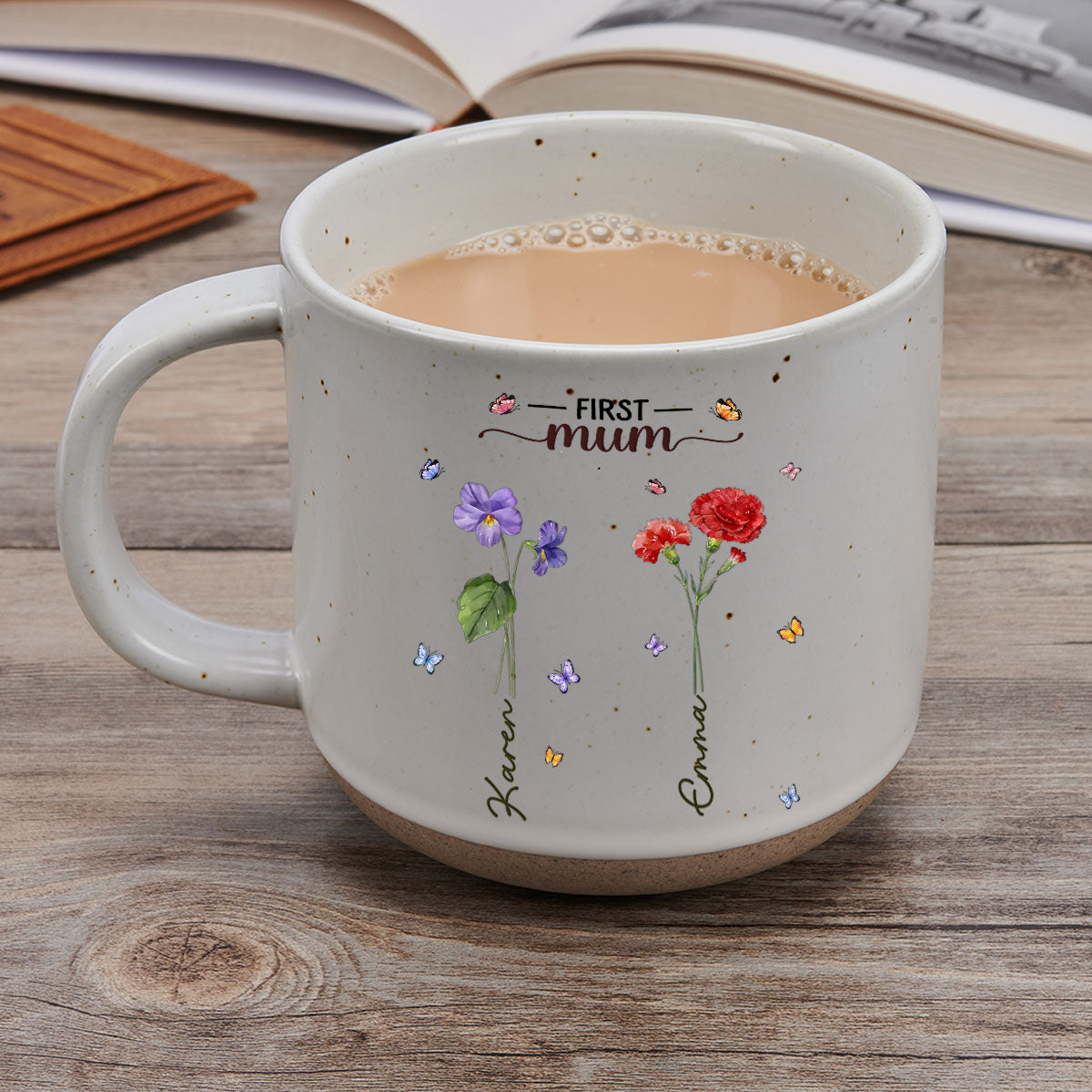 Custom Christmas & Birthday Gift for Mom • First Mom Now Grandma - Personalized Pottery Mug