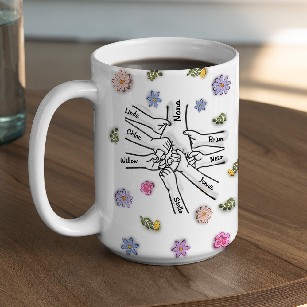Custom Mother's Day Gift for Mom & Grandma • Grandmother Hold My Hand - Personalized 3D Inflated Effect Mug