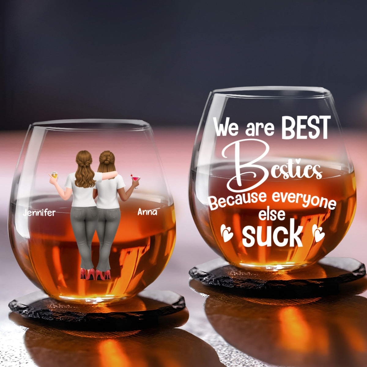 We Are Best Friends And No One Else - Personalized Wine Glass