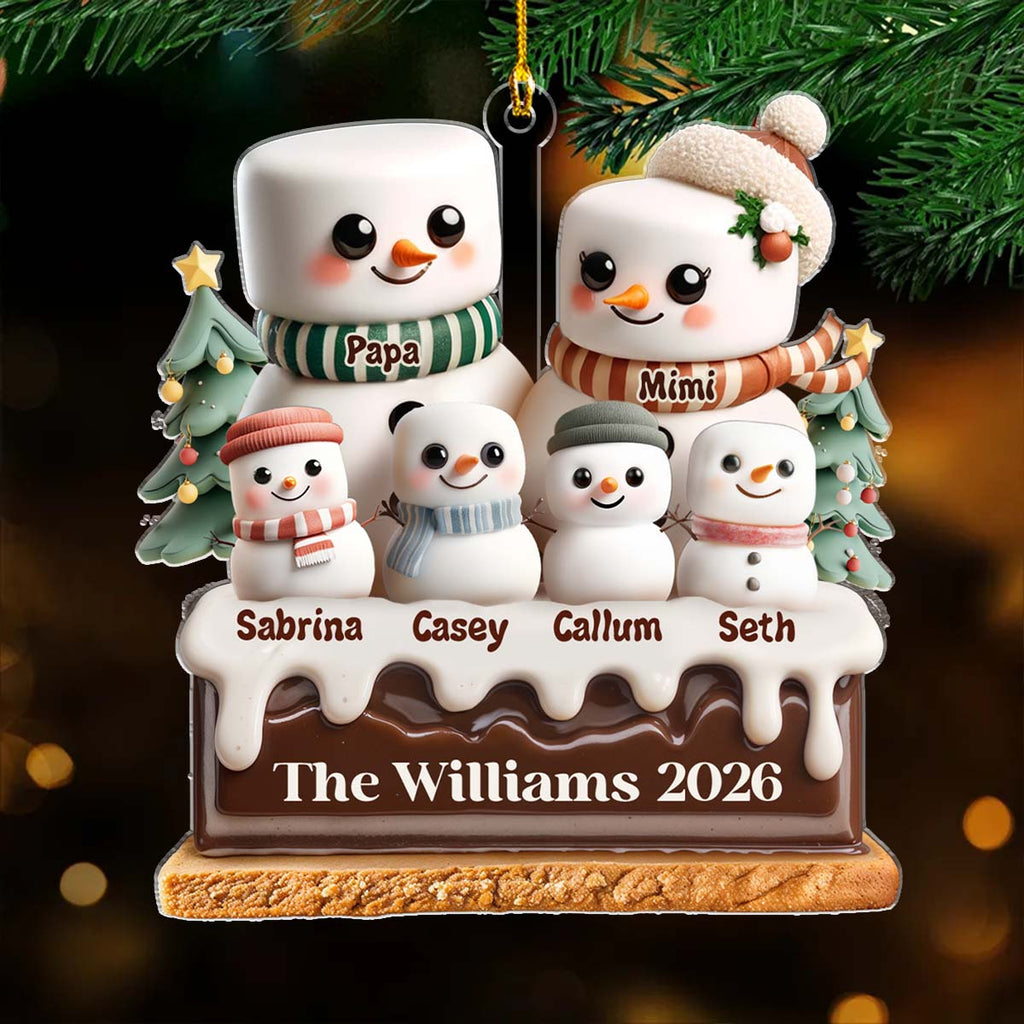 Custom Family Ornament, Christmas Gift for Family Members •  A Marshmallow Family Christmas - Personalized Acrylic Ornament