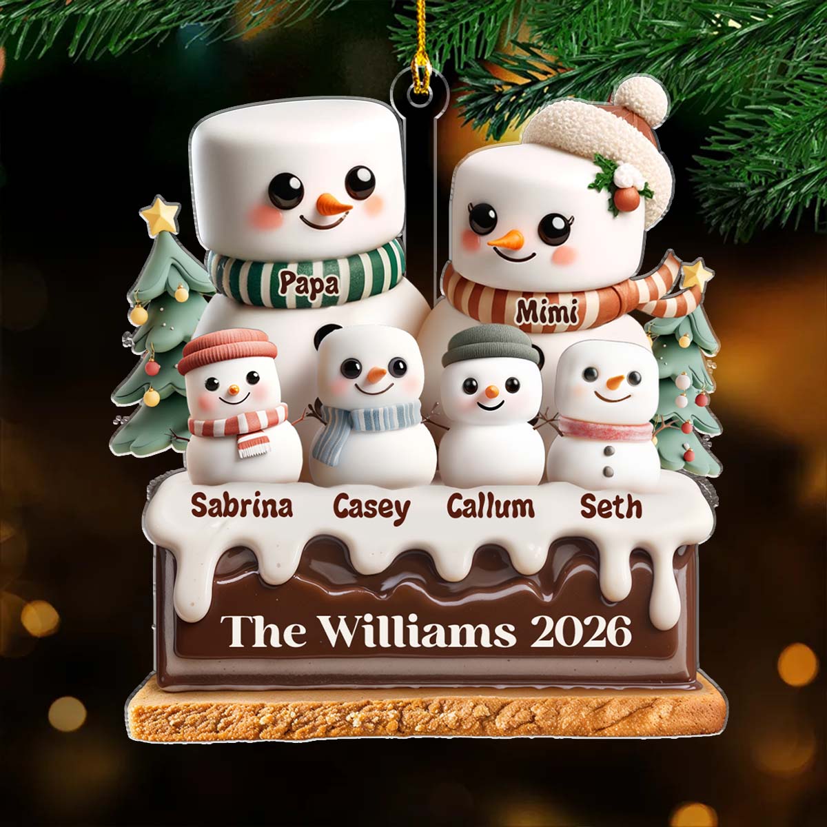 Custom Family Ornament, Christmas Gift for Family Members •  A Marshmallow Family Christmas - Personalized Acrylic Ornament