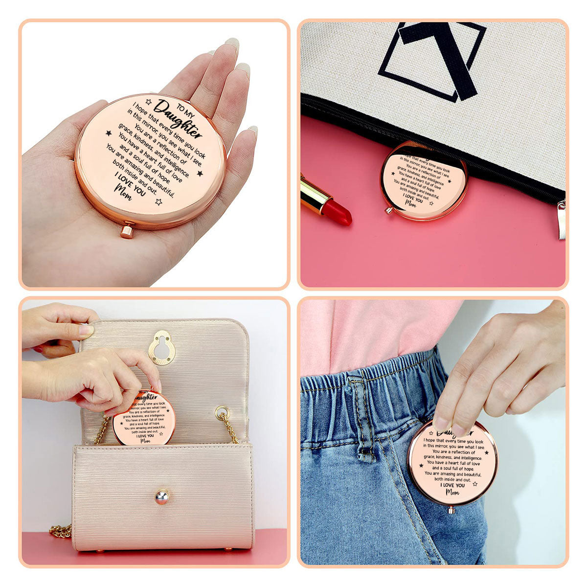 A Heart Full Of Love Daughter - Personalized Compact Mirror
