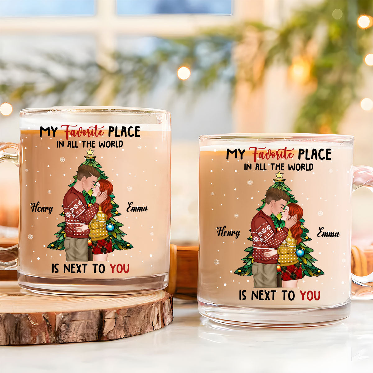 Custom Anniversary Keepsake Gifts For Couple • You Are My Favorite Place - Personalized Glass Mug